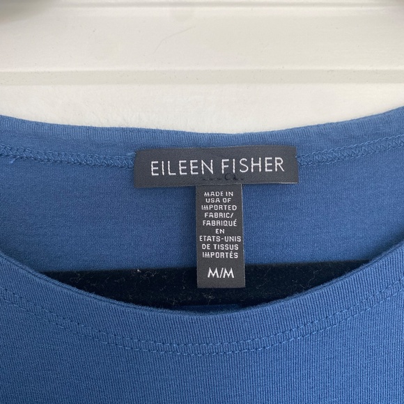 Eileen Fisher Stretch Jersey Knit Long Sleeve Dress in Blue Women's Medium - Picture 2 of 6